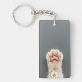 Hand's Cat met bloem Sleutelhanger