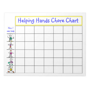 Hands Chore Chart met kind stickcijfers Notitieblok