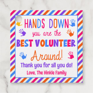 Hands Down U bent de beste vrijwilliger rond Bedankjes Labels