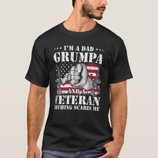 Hands Flag I m A Dad Grumpa And A Veteran Nothing T-shirt (Voorkant)