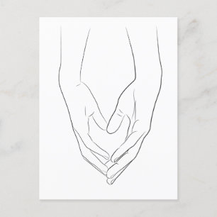 Hands hartslag minimumlijn art. Cute Simple  Briefkaart