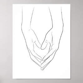 Hands hartslag minimumlijn art. Cute Simple Poster