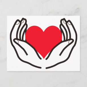 Hands Holding Heart Briefkaart