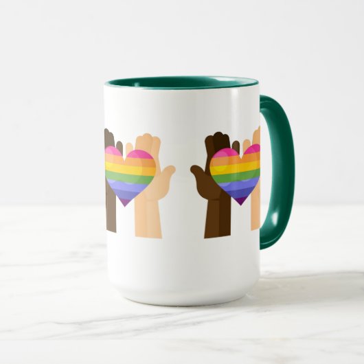 Hands Holding Rainbow Heart Mok (Voorkant rechts)