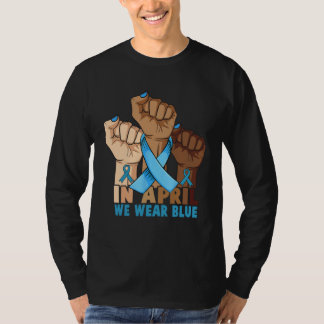 Hands In April We Wear Blue Autism Awareness Month T-shirt