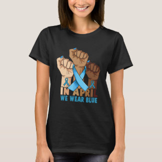 Hands In April We Wear Blue Autism Awareness Month T-shirt