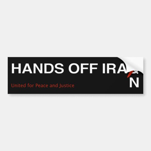 Hands Off Iran Bumpersticker (Voorkant)