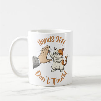 "Hands off, niet aanraken" grappige quote op mok