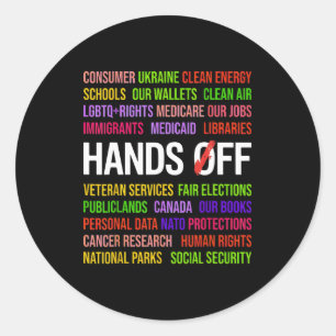 Hands Off T-shirt.png Ronde Sticker