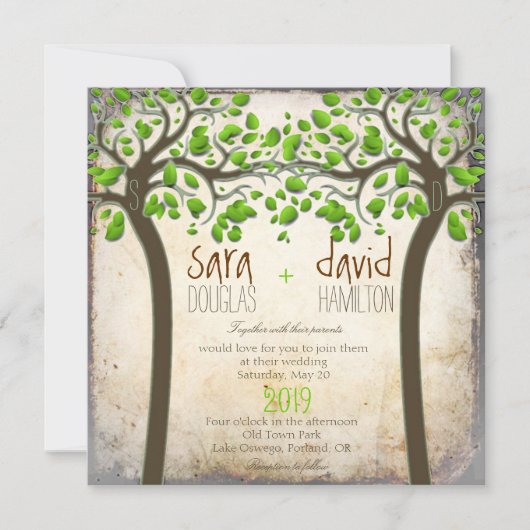 Hands Trees Love Rustic Eco Wedding Kaart (Voorkant)