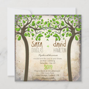 Hands Trees Love Rustic Eco Wedding Kaart