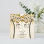 Hands Trees Love Rustic Fall Wedding Kaart (Staand voorkant)