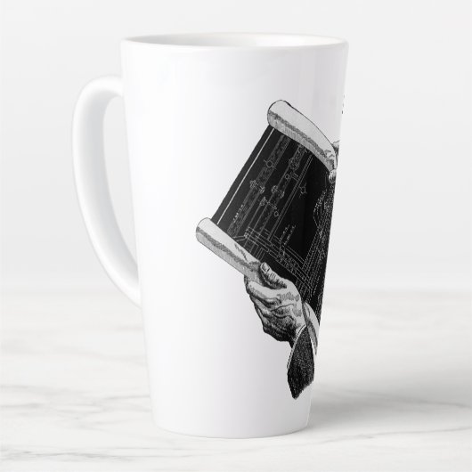 Hands w architecturale blauwdrukken,  Business Latte Mok (Linkerhoek)