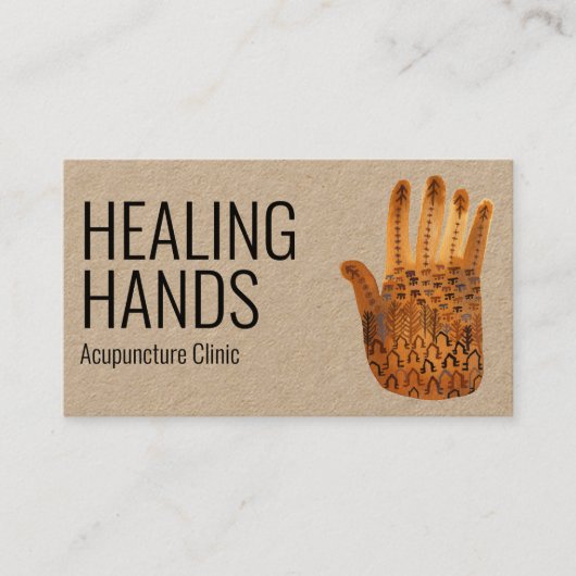 Hands Waterverf Boho Social Media Icons Visitekaartje (Voorkant)