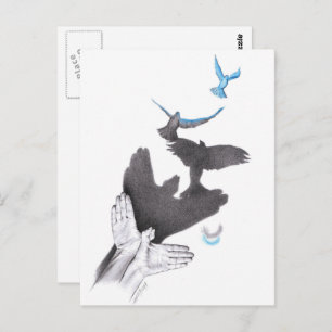 Handschaduw Vliegende vogels Verlichtingskunst Sur Briefkaart