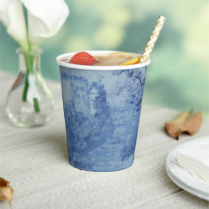 Handschilderblauw wit wild gember jar papieren bekers