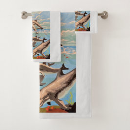 Handschilderd op aantal | Dolfijnen voor afspeeldo Bad Handdoek