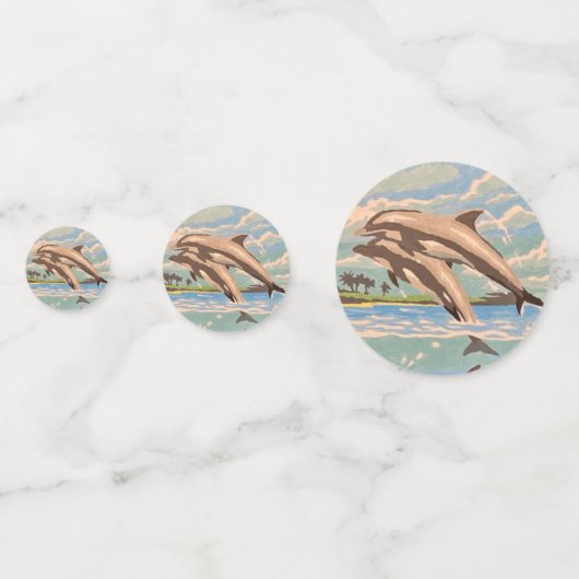 Handschilderd op aantal | Dolfijnen voor afspeeldo Confetti (Voorkanten)