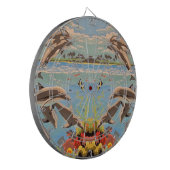 Handschilderd op aantal | Dolfijnen voor afspeeldo Dartbord (Voorkant Links)