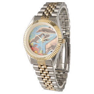 Handschilderd op aantal   Dolfijnen voor afspeeldo Horloge