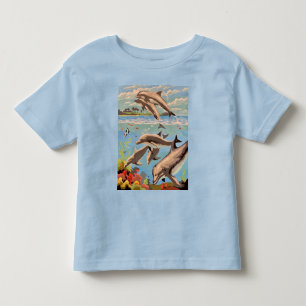 Handschilderd op aantal Dolfijnen voor afspeeldo Kinder Shirts