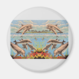 Handschilderd op aantal   Dolfijnen voor afspeeldo Magneet