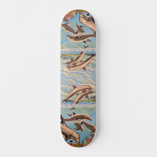 Handschilderd op aantal | Dolfijnen voor afspeeldo Skateboard (Voorkant)