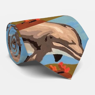 Handschilderd op aantal Dolfijnen voor afspeeldo Stropdas