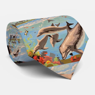 Handschilderd op aantal Dolfijnen voor afspeeldo Stropdas