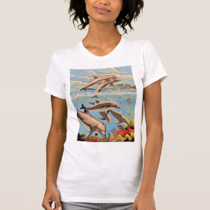 Handschilderd op aantal Dolfijnen voor afspeeldo T-shirt
