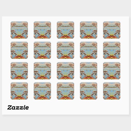 Handschilderd op aantal | Dolfijnen voor afspeeldo Vierkante Sticker (Vel)