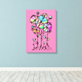 Handschilderen - Abstracte structuurgroep 3 Canvas Afdruk (Insitu (Houten vloer))