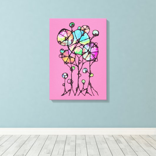 Handschilderen - Abstracte structuurgroep 3 Canvas Afdruk (Insitu (Houten vloer))