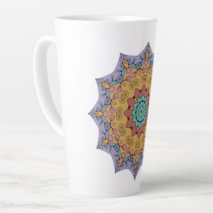 Handschilderend Mandala Klock Face 1 Latte Mok