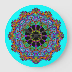 Handschilderend Mandala Klock Face 24 Grote Klok