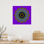 Handschilderend Mandala Klock Face 24 Poster (Keuken)