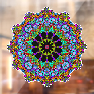 Handschilderend Mandala Klock Face 24 Raamsticker