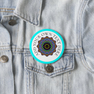 Handschilderend Mandala Klock Face 24 Ronde Button 7,6 Cm
