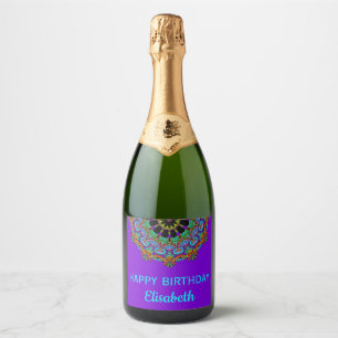 Handschilderend Mandala Klock Face 24 Sparkling Wijnetiket