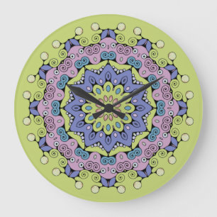 Handschilderend Mandala Klock Face 2 Grote Klok
