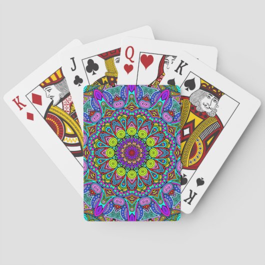 Handschilderend Mandala Klock Face 4 Pokerkaarten (Achterkant)