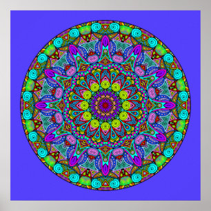 Handschilderend Mandala Klock Face 4 Poster