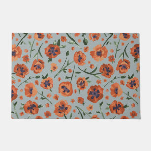 Handschilderige mooie Oranje papaverbloemen Deurmat