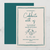 Handschilderij Retro Hedendaags Verloving Kaart (Voorkant / Achterkant)