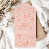 Handschilderij Retro Hedendaagse Kunst Bruiloft All In One Uitnodiging