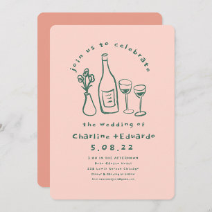 Handschilderij Retro Hedendaagse Kunst Bruiloft Kaart