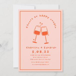 Handschilderij Retro Hedendaagse Kunst Bruiloft Kaart