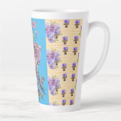 Handschildpad roze blauwe boedgie florale latte Mo Latte Mok (Rechts)