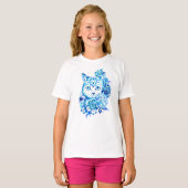 handschrift 10 Blue Shades Cat Girls Tshirt (Voorkant volledig)