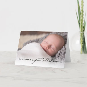 handschrift, baby's eerste kerstfoto feestdagen kaart